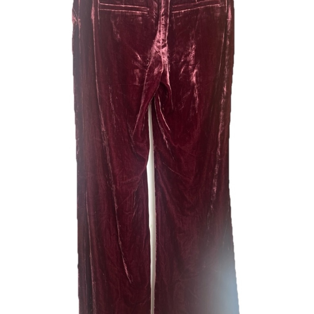 NEW VERONICA BEARD Lebone Classy High-Rise Burgandy Wine Velvet Flared Pants - Picture 6 of 6